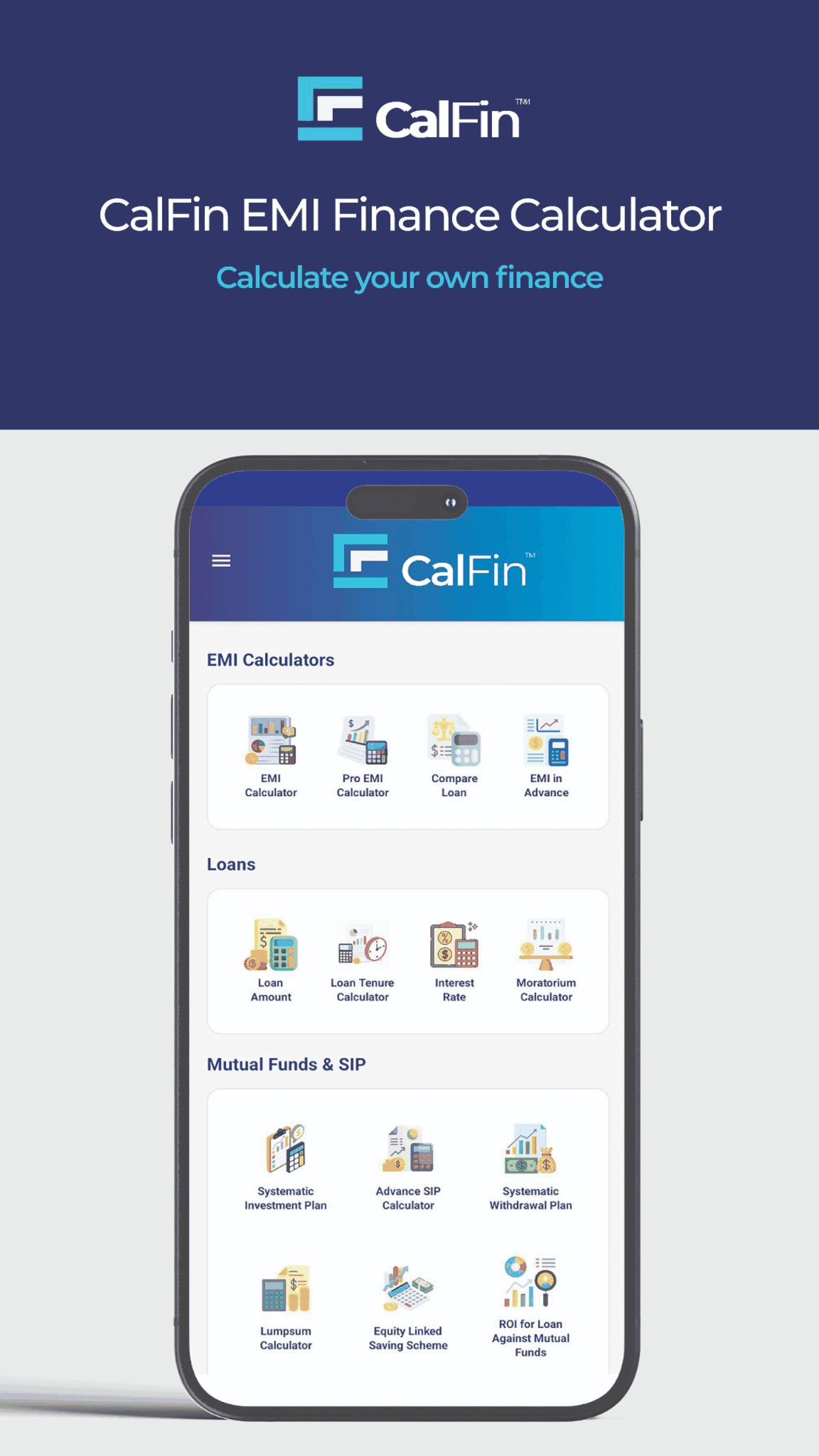 CalFin home screen
